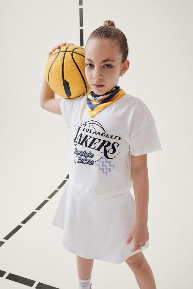 Kız Çocuk NBA Los Angeles Lakers Bisiklet Yaka Kısa Kollu Tişört