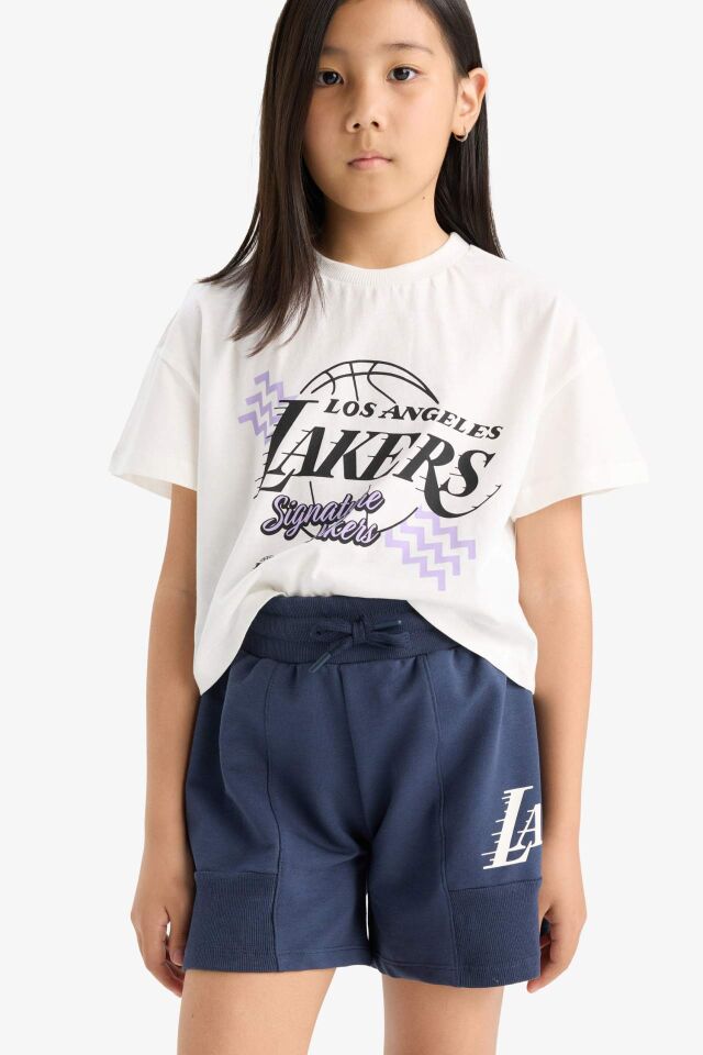 Kız Çocuk NBA Los Angeles Lakers Bisiklet Yaka Kısa Kollu Tişört