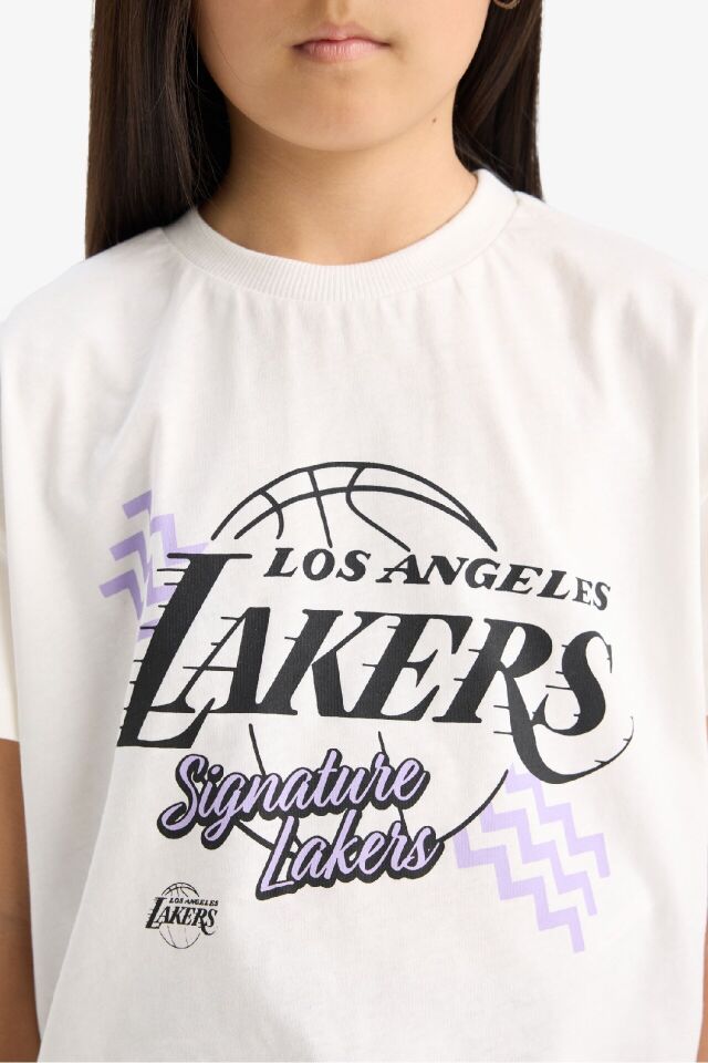 Kız Çocuk NBA Los Angeles Lakers Bisiklet Yaka Kısa Kollu Tişört