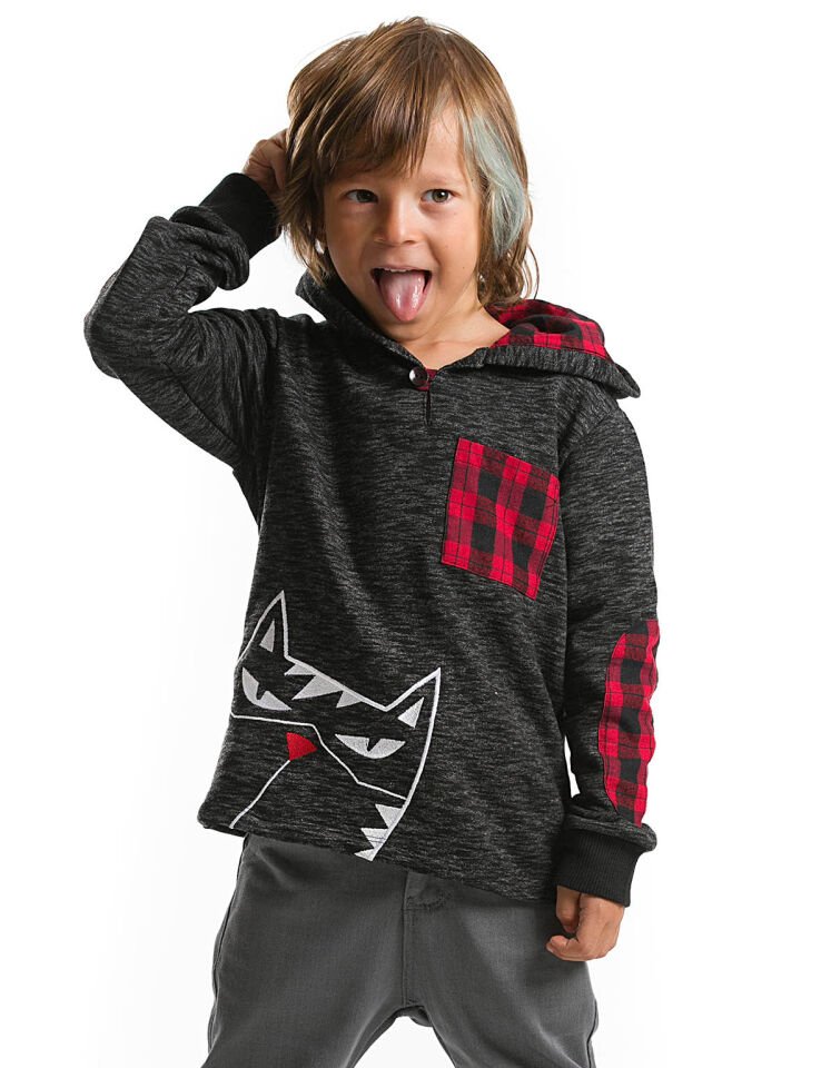 Dog Star Erkek Çocuk Kapişonlu Sweatshirt 5 Y - Siyah Bordo