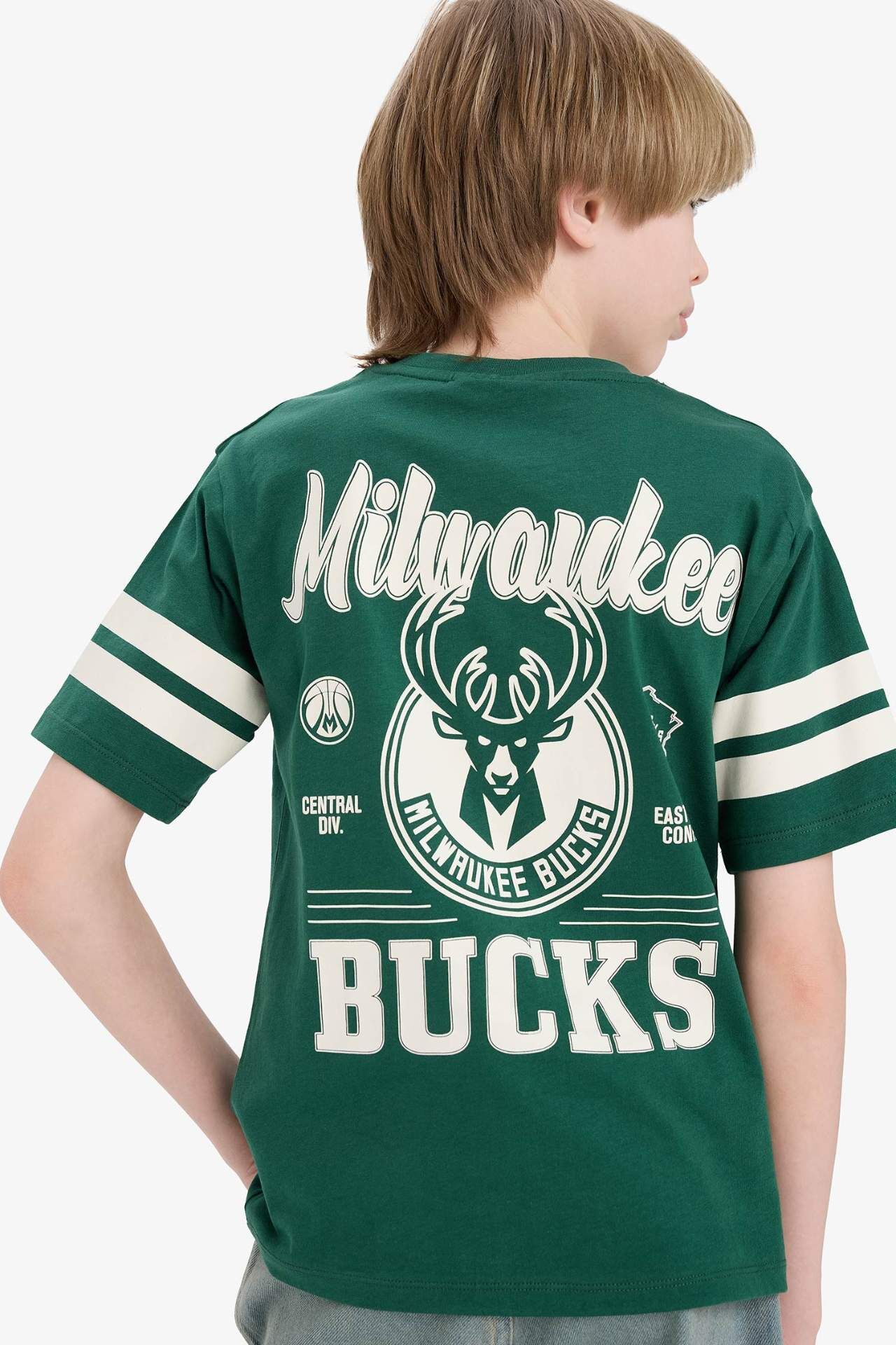 Erkek Çocuk NBA Milwaukee Bucks Bisiklet Yaka Kısa Kollu Tişört