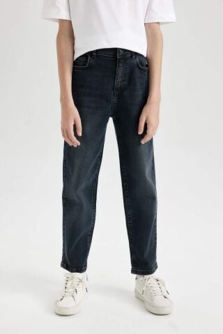 Erkek Çocuk Straight Fit Düz Paça Cepli Jean Pantolon
