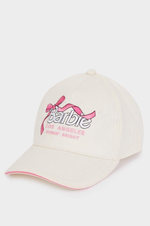 Kız Çocuk Barbie Nakışlı Pamuklu Cap Şapka