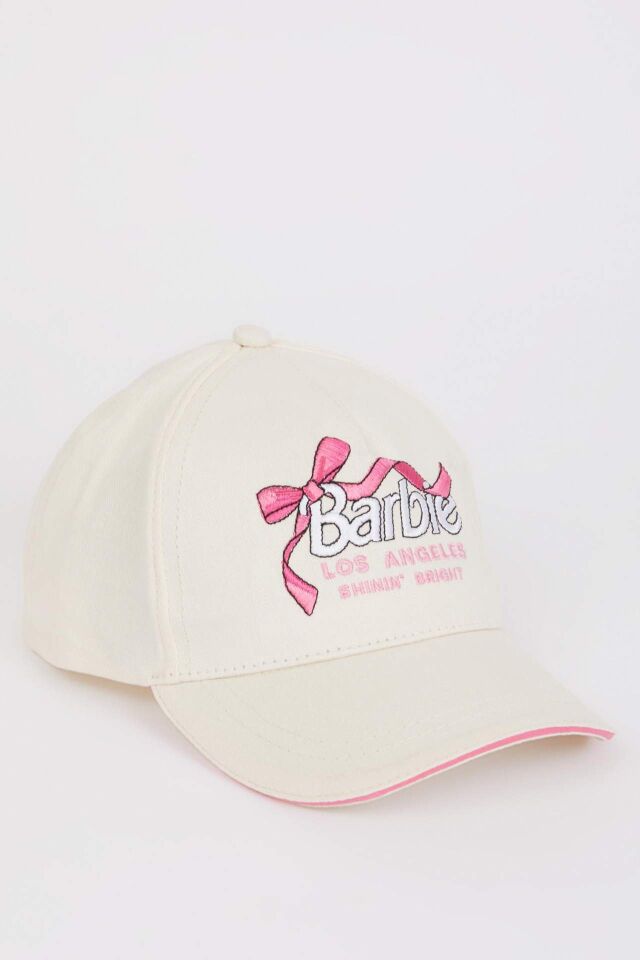 Kız Çocuk Barbie Nakışlı Pamuklu Cap Şapka