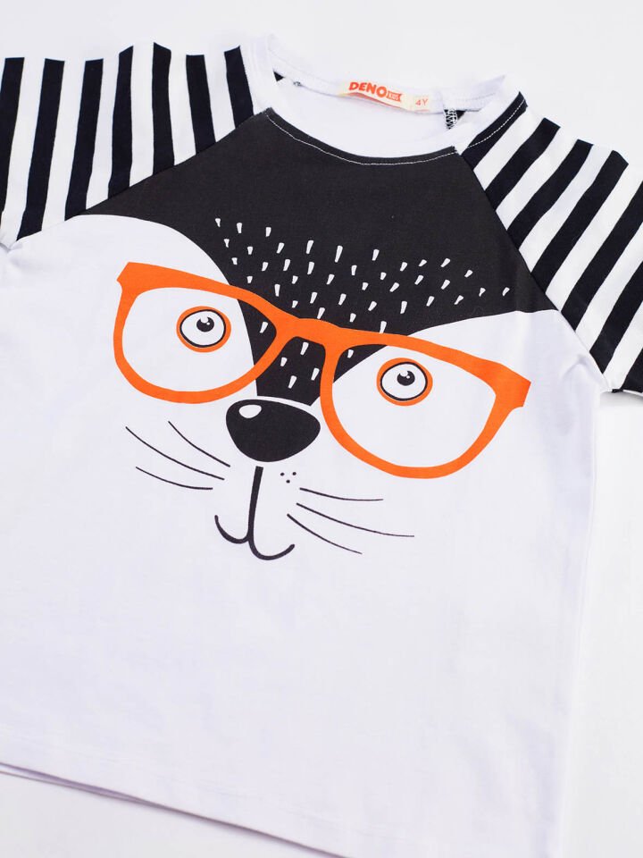 Hipster Erkek Çocuk T-shirt Şort Takım 2 Y - Beyaz, Turuncu