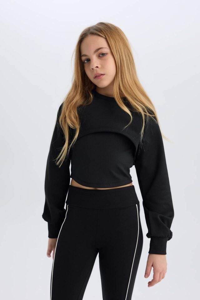 Kız Çocuk Relax Fit Bisiklet Yaka Sweatshirt
