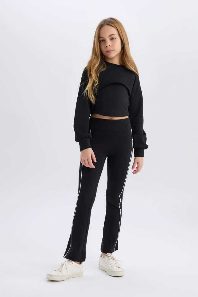 Kız Çocuk Relax Fit Bisiklet Yaka Sweatshirt