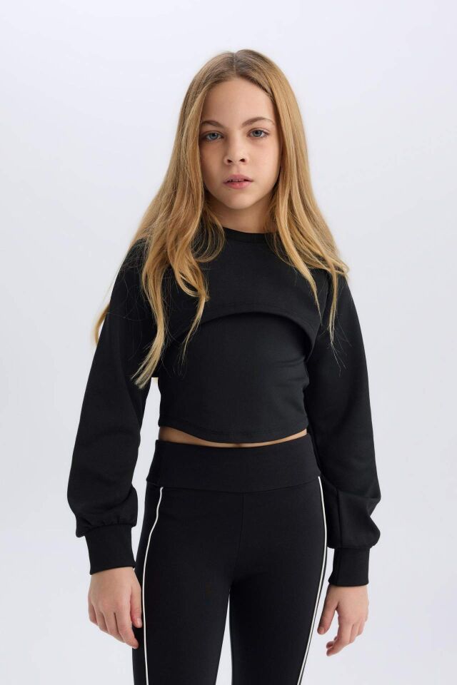 Kız Çocuk Relax Fit Bisiklet Yaka Sweatshirt