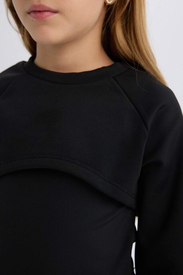 Kız Çocuk Relax Fit Bisiklet Yaka Sweatshirt