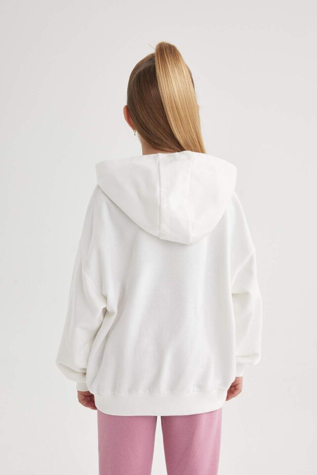 Kız Çocuk Hatsune Miku Oversize Geniş Kalıp Kapüşonlu Sweatshirt