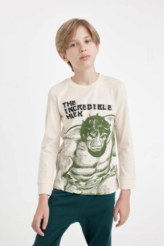 Erkek Çocuk Pijama Takım Marvel Uzun Kollu Üst Beli Lastikli Uzun Alt