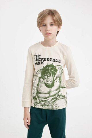 Erkek Çocuk Pijama Takım Marvel Uzun Kollu Üst Beli Lastikli Uzun Alt