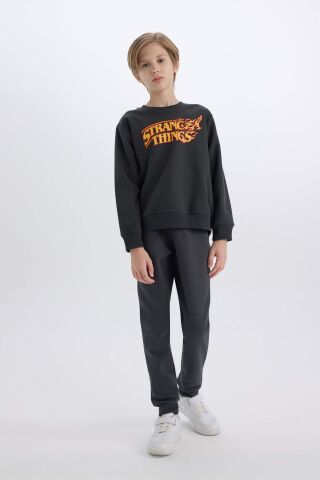 Erkek Çocuk Stranger Things Bisiklet Yaka Kalın Sweatshirt