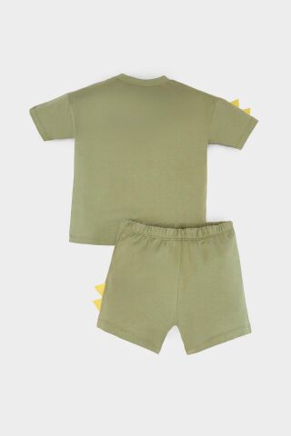 Erkek Bebek 2'li Takım Dinazor Baskılı Kısa Kollu Tişört Şort