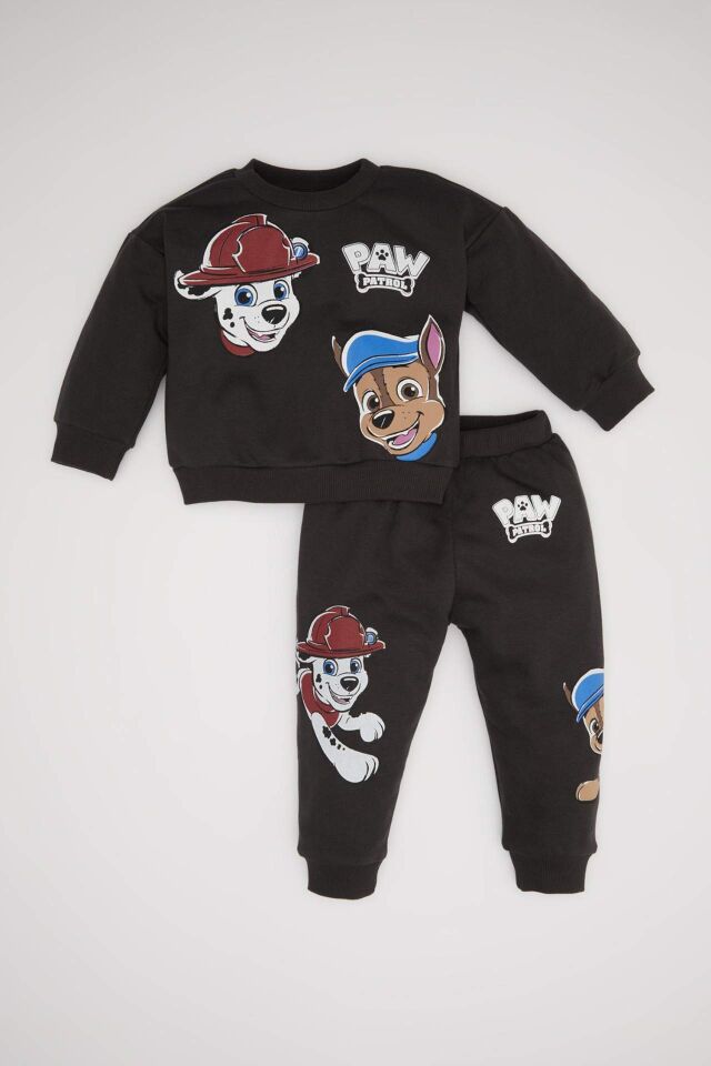 Erkek Bebek 2'li Takım Paw Patrol Bisiklet Yaka Sweatshirt Beli Lastikli Jogger Eşofman Altı