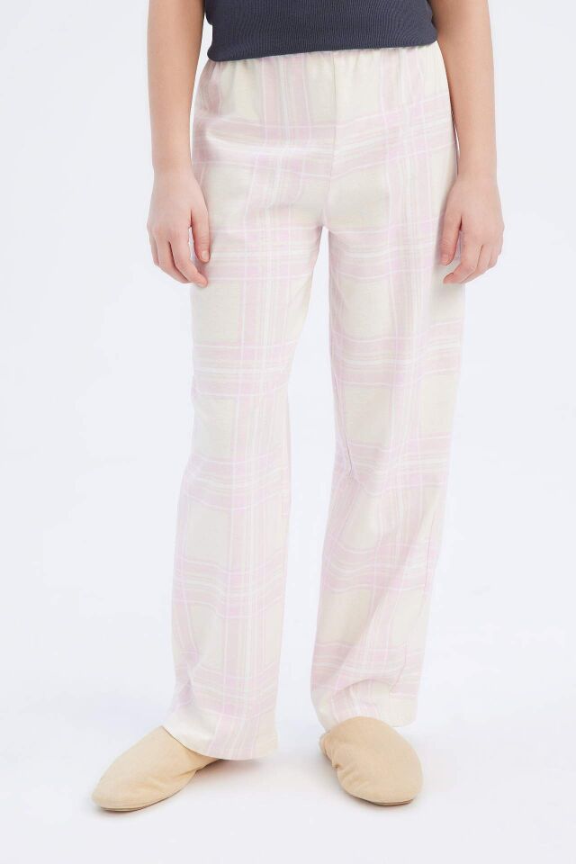 Kız Çocuk Pijama Takımı Fitilli Kaşkorse Baskılı Kısa Kollu Üst Uzun Alt