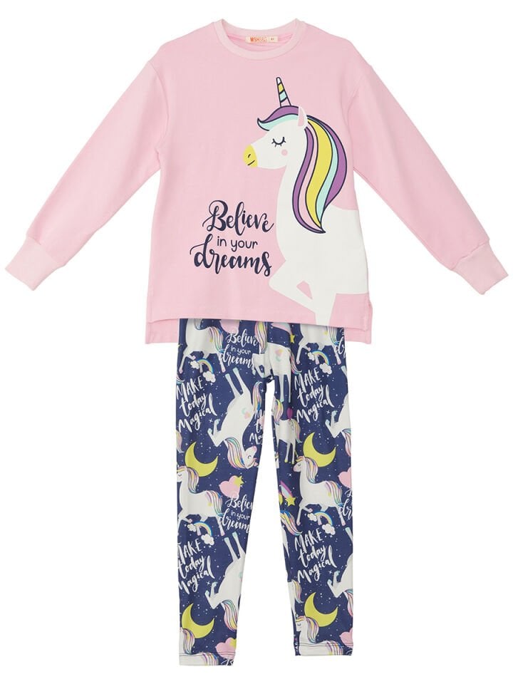 Unicorn Kız Çocuk Sweatshirt Tayt Takım 8 Y - Pembe, Lacivert