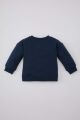 Erkek Bebek Bisiklet Yaka Baskılı İçi Yumuşak Tüylü Sweatshirt