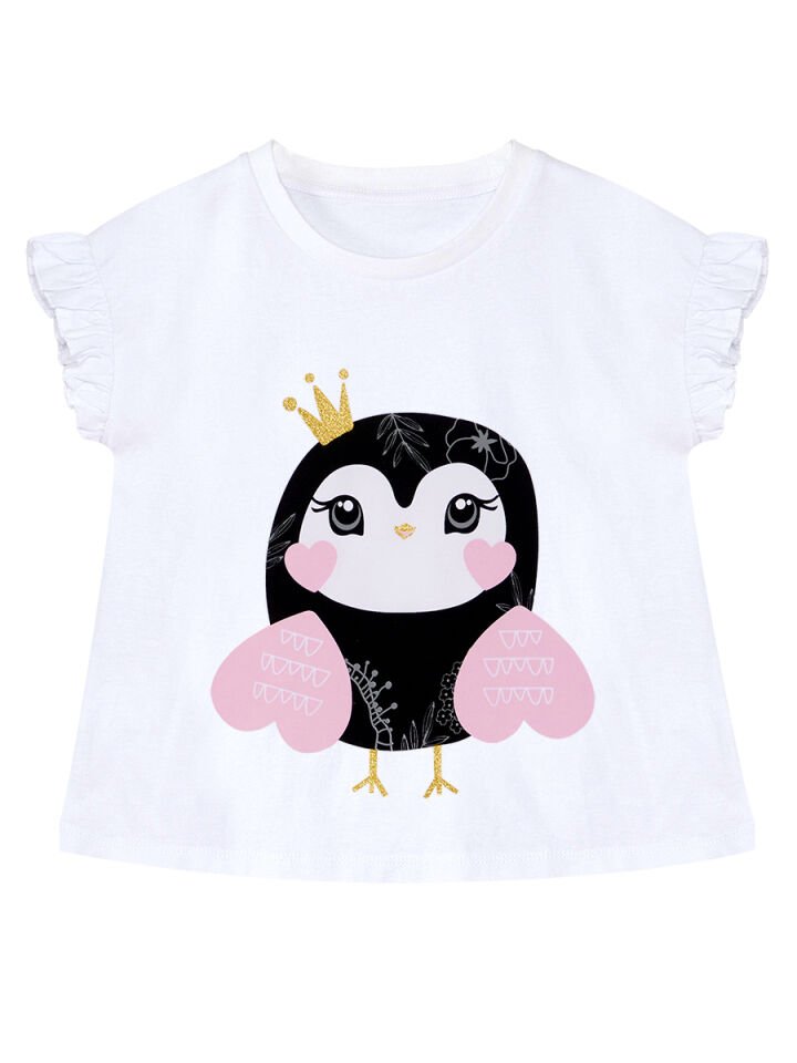 Tatlı Baykuş Kız Çocuk T-shirt Şort Takım 3 Y - Beyaz, Siyah
