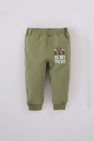 Erkek Bebek 2'li Takım Bisiklet Yaka Baskılı Sweatshirt Beli Lastikli Alt