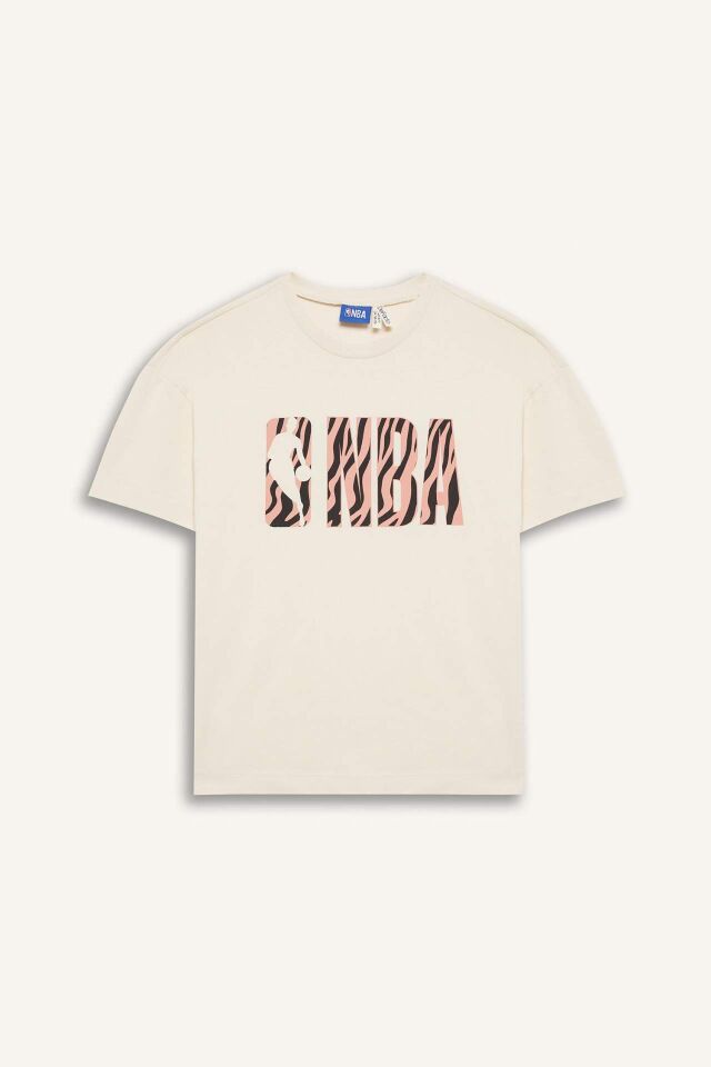 Kız Çocuk NBA Wordmark Oversize Geniş Kalıp Bisiklet Yaka Kısa Kollu Tişört