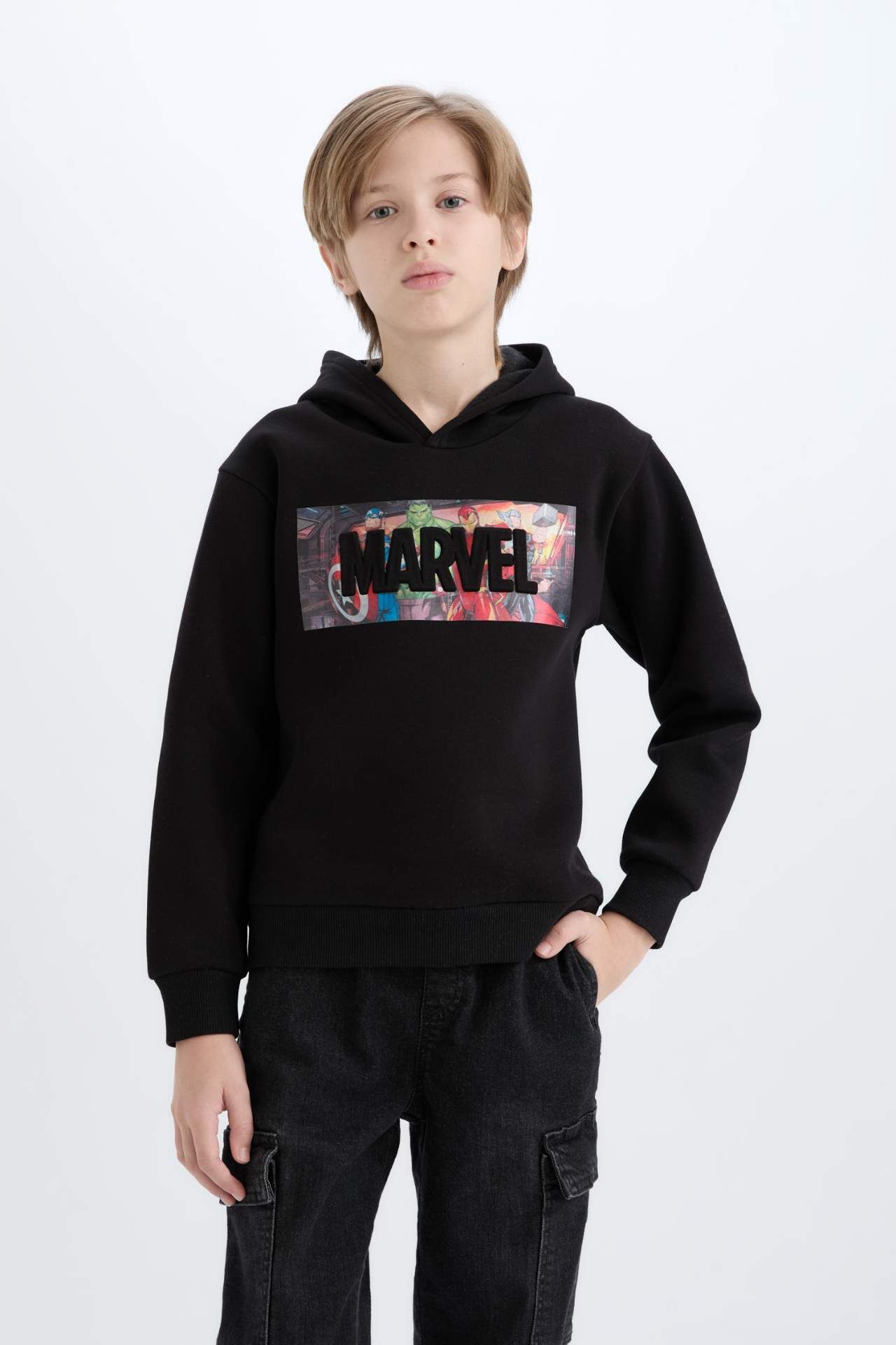 Erkek Çocuk Marvel Avengers Kapüşonlu Kalın Sweatshirt
