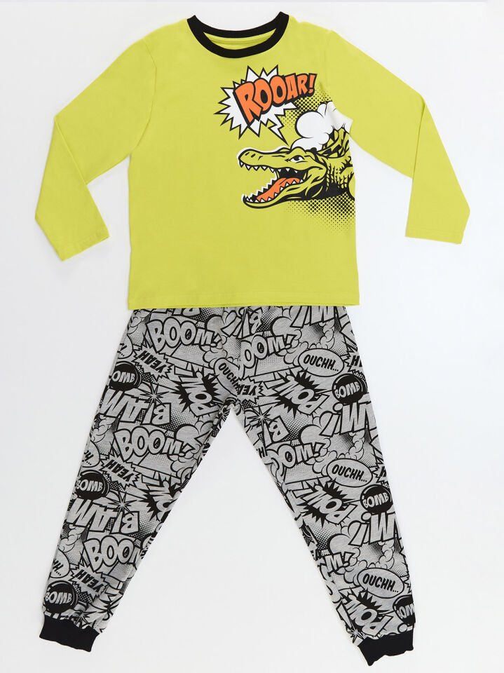 Roar Timsah Erkek Çocuk T-shirt Pantolon Takım 7 Y - Gri, Yeşil