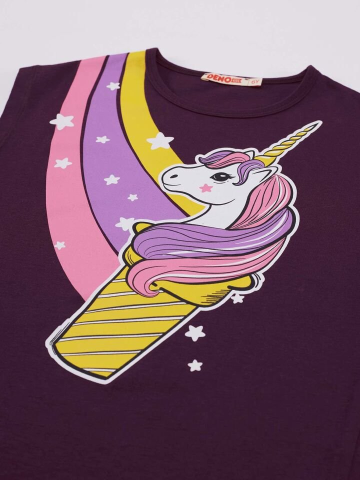 Unicone Kız Çocuk T-Shirt Tayt Takım 8 Y - Sarı, Mor
