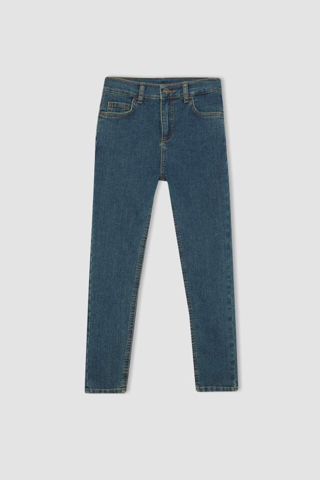 Erkek Çocuk Slim Fit Düz Paça Jean Basic Pantolon
