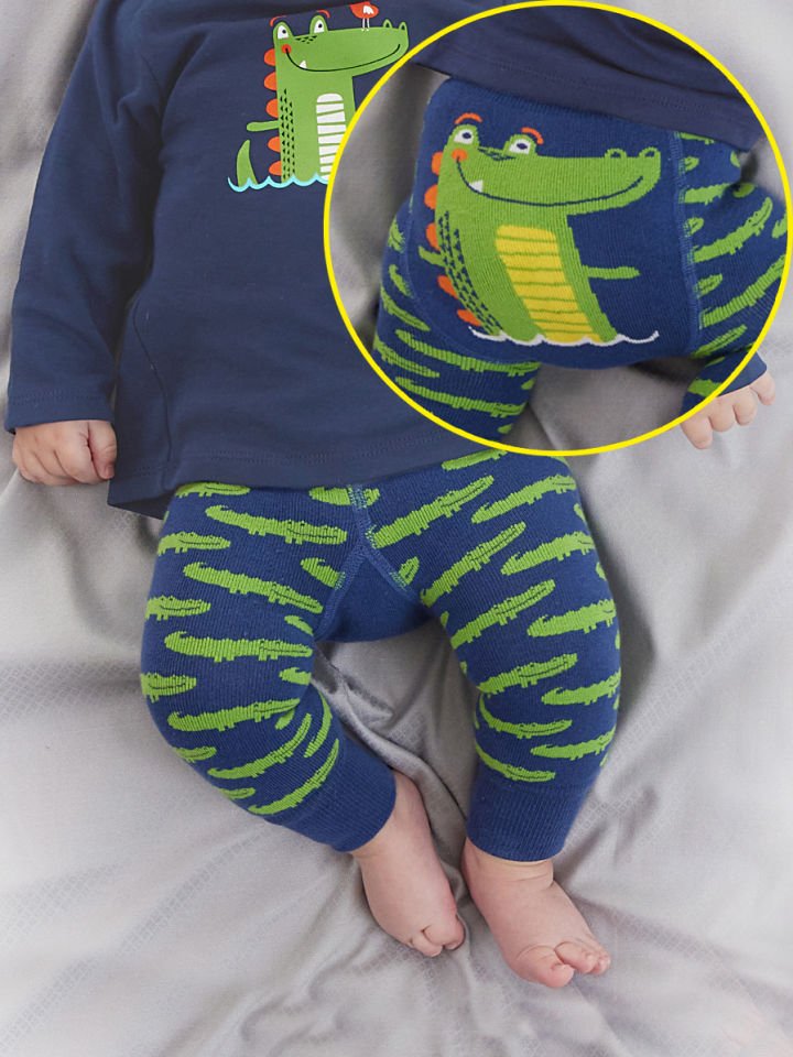 Timsah Erkek Bebek Lacivert Örme Tayt-Pantolon 12-18 M - Lacivert, Yeşil