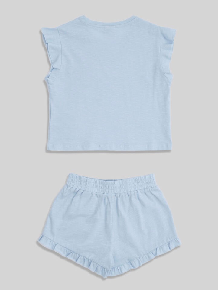 Merisa Kalpli Kız Çocuk Tshirt Şort 2'li Takım 8-9Y - Mavi