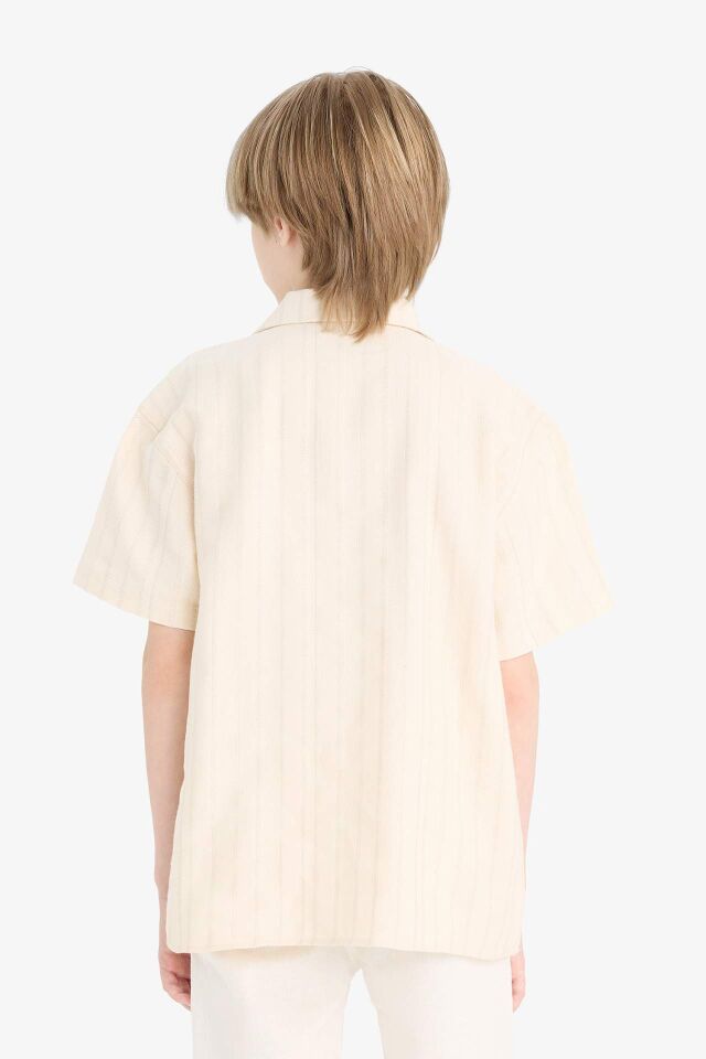 Erkek Çocuk Oversize Geniş Kalıp Polo Yaka Kısa Kollu Gömlek