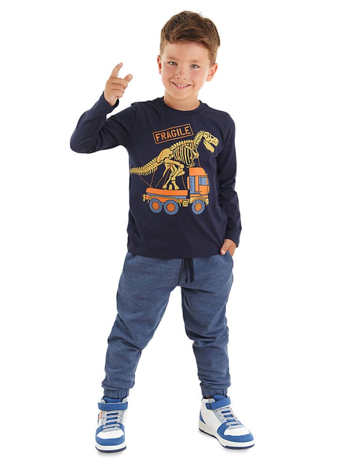 Fragile Erkek Çocuk T-shirt Pantolon Takım 10 Y - Lacivert, Mavi