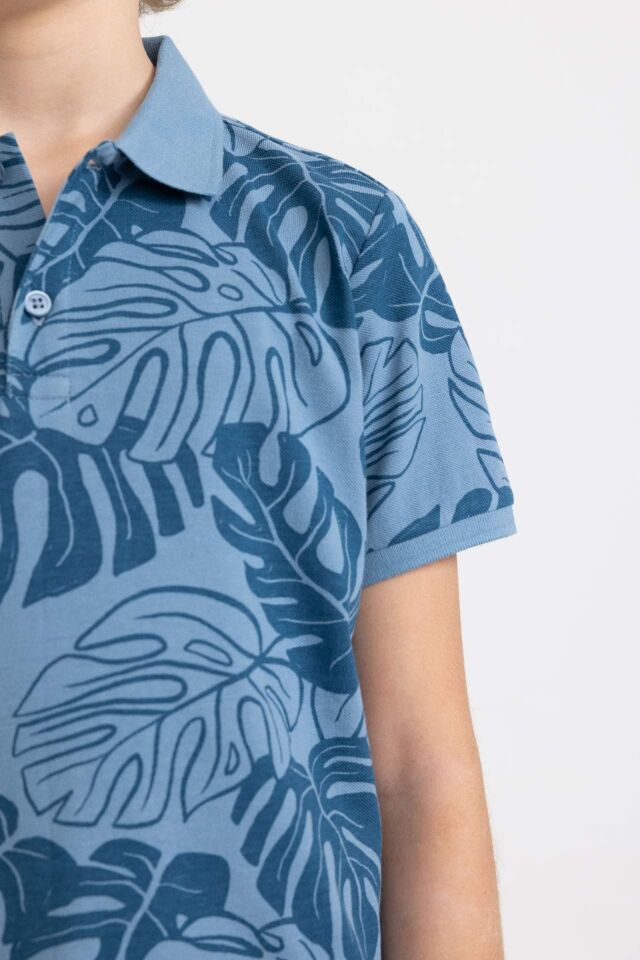 Erkek Çocuk Desenli Pike Kısa Kollu Polo Tişört