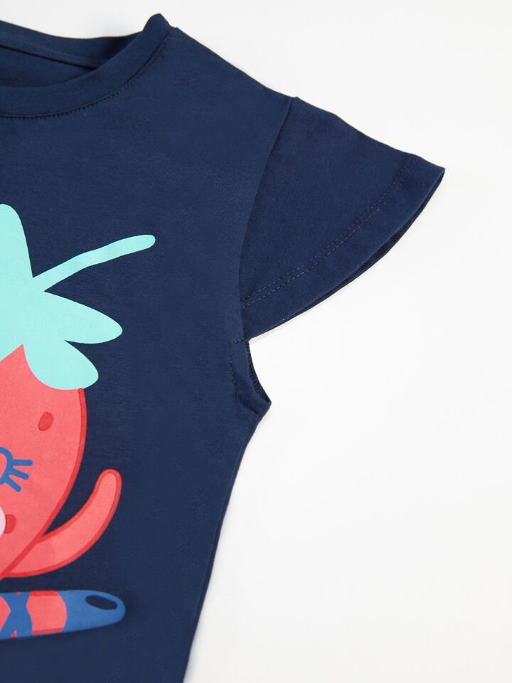 Balerin Çilek Kız Çocuk Tunik Tayt Takım 3 Y - Pembe, Lacivert