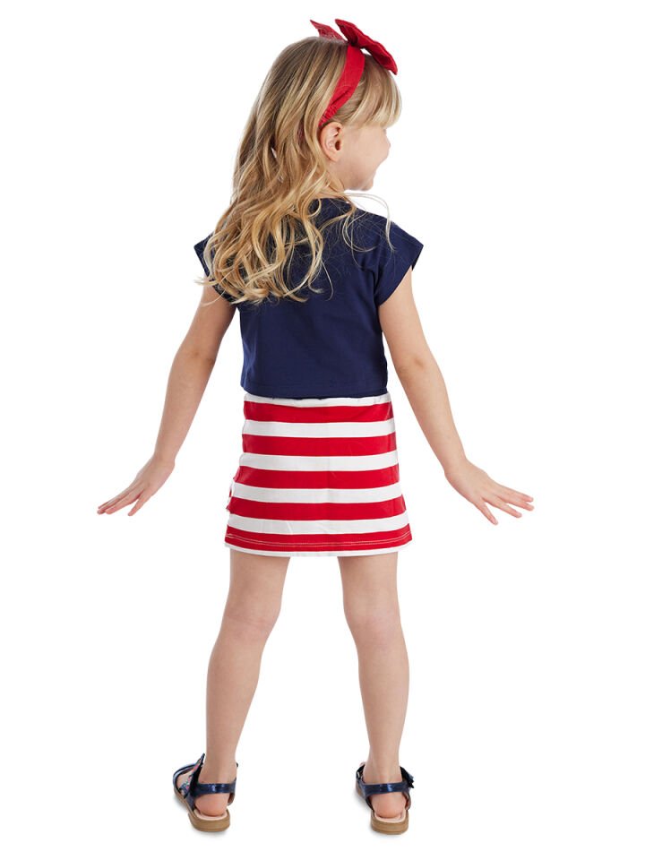 Fox Fırfırlı Kız Çocuk Crop Top Etek Takım