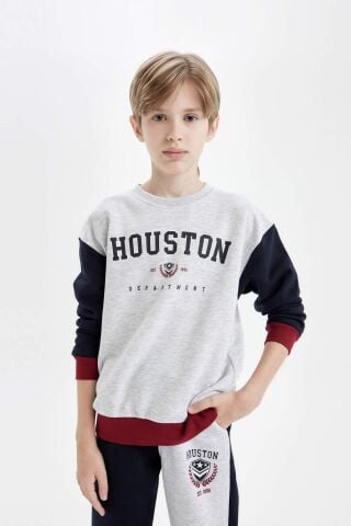 Erkek Çocuk Oversize Geniş Kalıp Bisiklet Yaka Sweatshirt