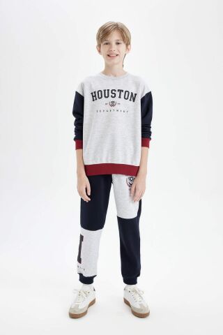 Erkek Çocuk Oversize Geniş Kalıp Bisiklet Yaka Sweatshirt