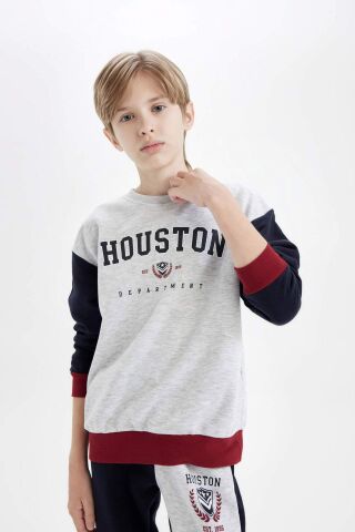 Erkek Çocuk Oversize Geniş Kalıp Bisiklet Yaka Sweatshirt