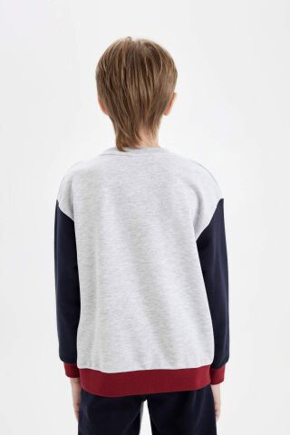 Erkek Çocuk Oversize Geniş Kalıp Bisiklet Yaka Sweatshirt