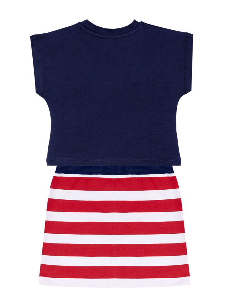 Fox Fırfırlı Kız Çocuk Crop Top Etek Takım 6 Y - Kırmızı, Lacivert