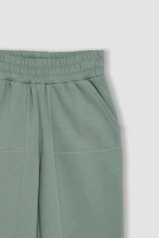 Kız Çocuk Beli Paçası Lastikli Cepli Basic Düz Kalın Jogger Eşofman Altı