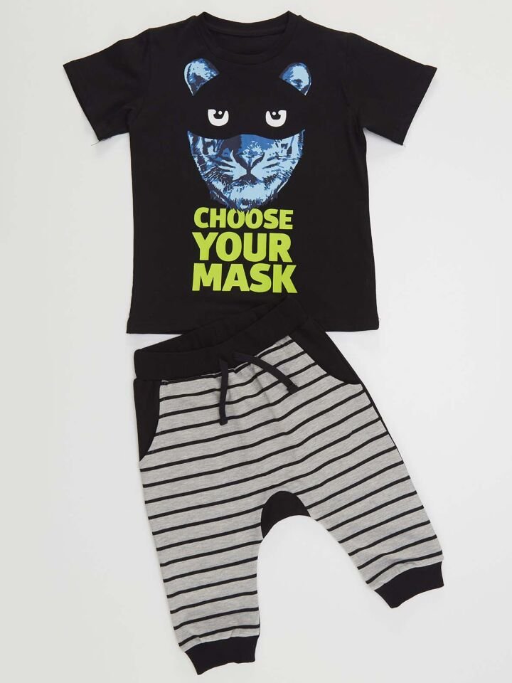 Maske Kaplan Erkek Çocuk T-shirt Kapri Şort Takım