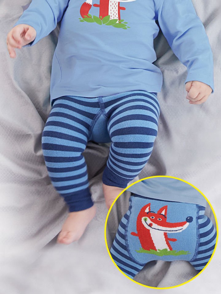 Tilki Erkek Bebek Örme Mavi Tayt-Pantolon 24-36 M - Mavi, Lacivert