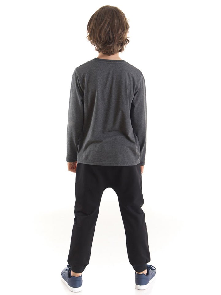 Relax & Enjoy Erkek Çocuk T-shirt Pantolon Takım 5 Y - Gri, Siyah