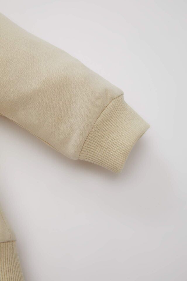 Erkek Bebek 2'li Takım Bisiklet Yaka Baskılı Sweatshirt Kargo Cepli Beli Lastikli Pantolon