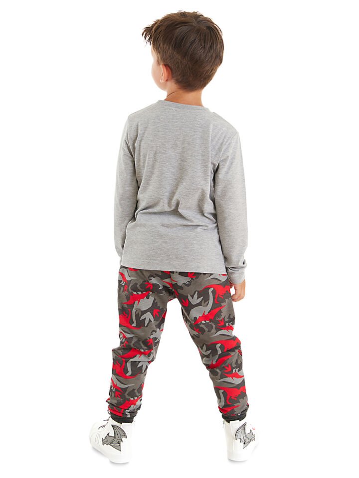 Triceratops Erkek Çocuk T-shirt Pantolon Takım 5 Y - Gri