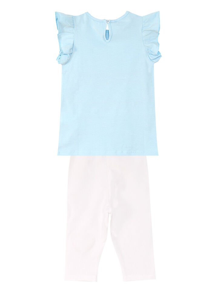 Çantada Pisi Kız Çocuk Tunik Tayt Takım 8 Y - Mavi Beyaz