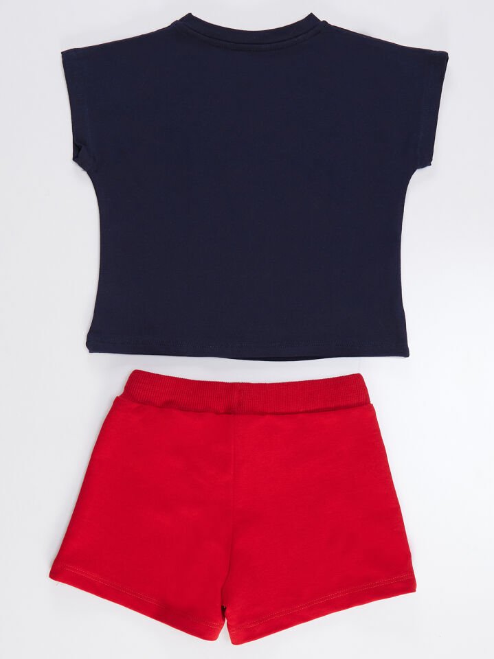 Bubble Star Kız Çocuk T-shirt Şort Takım 2 Y - Lacivert, Kırmızı