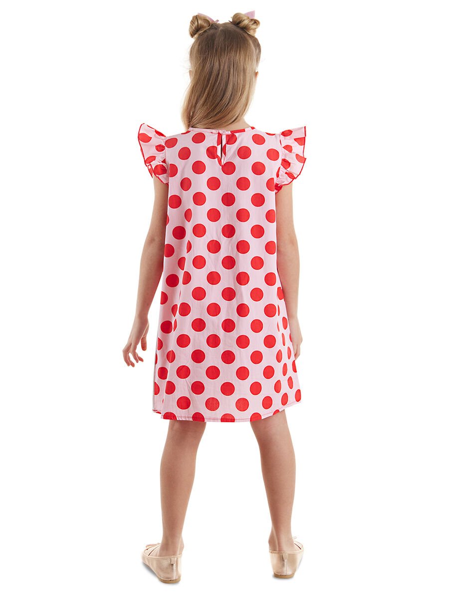 Tombiş Kedi Kız Çocuk Poplin Pembe Elbise